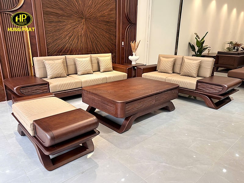 bộ sofa gỗ sồi phòng khách sang trọng sv-035m