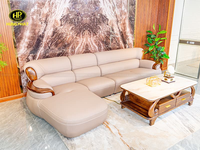 bộ sofa góc l gỗ mun hiện đại td-2670