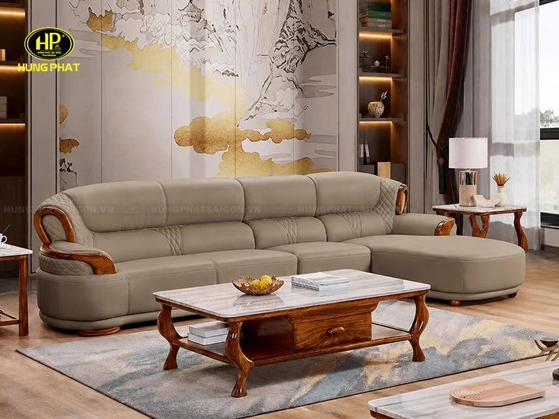 ghế sofa khung gỗ mun chữ L cao cấp td-2380