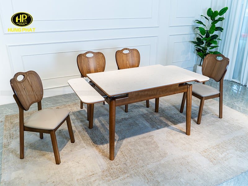 thiết kế bàn ăn kéo dài thông minh