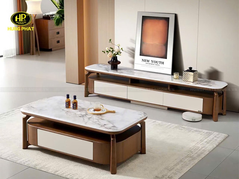bàn trà mặt đá vi tinh cao cấp BA-1013