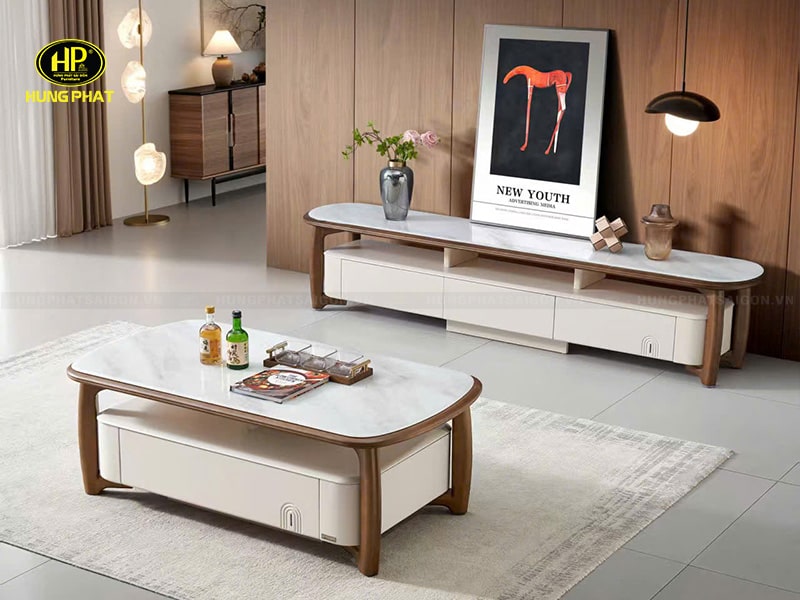 bàn trà sofa mặt đã vi tinh nhập khẩu ba-1113