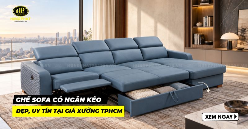 24 mẫu ghế sofa có ngăn kéo đẹp, uy tín tại giá xưởng TPHCM