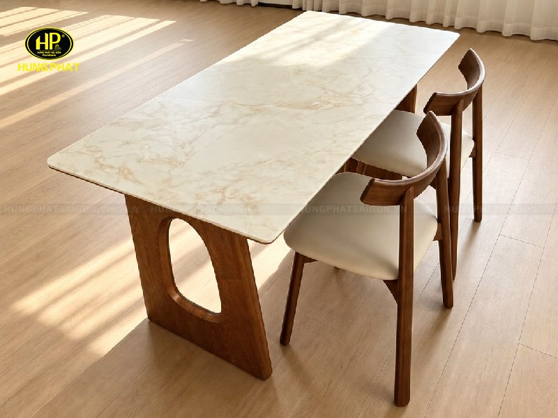 bàn ăn cơm chân gỗ cách điệu ba-mj26-709