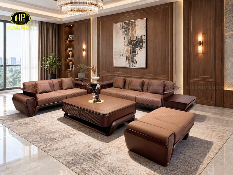 bộ ghế salon luxury 5 món gỗ sồi nga nhập khẩu sv-039
